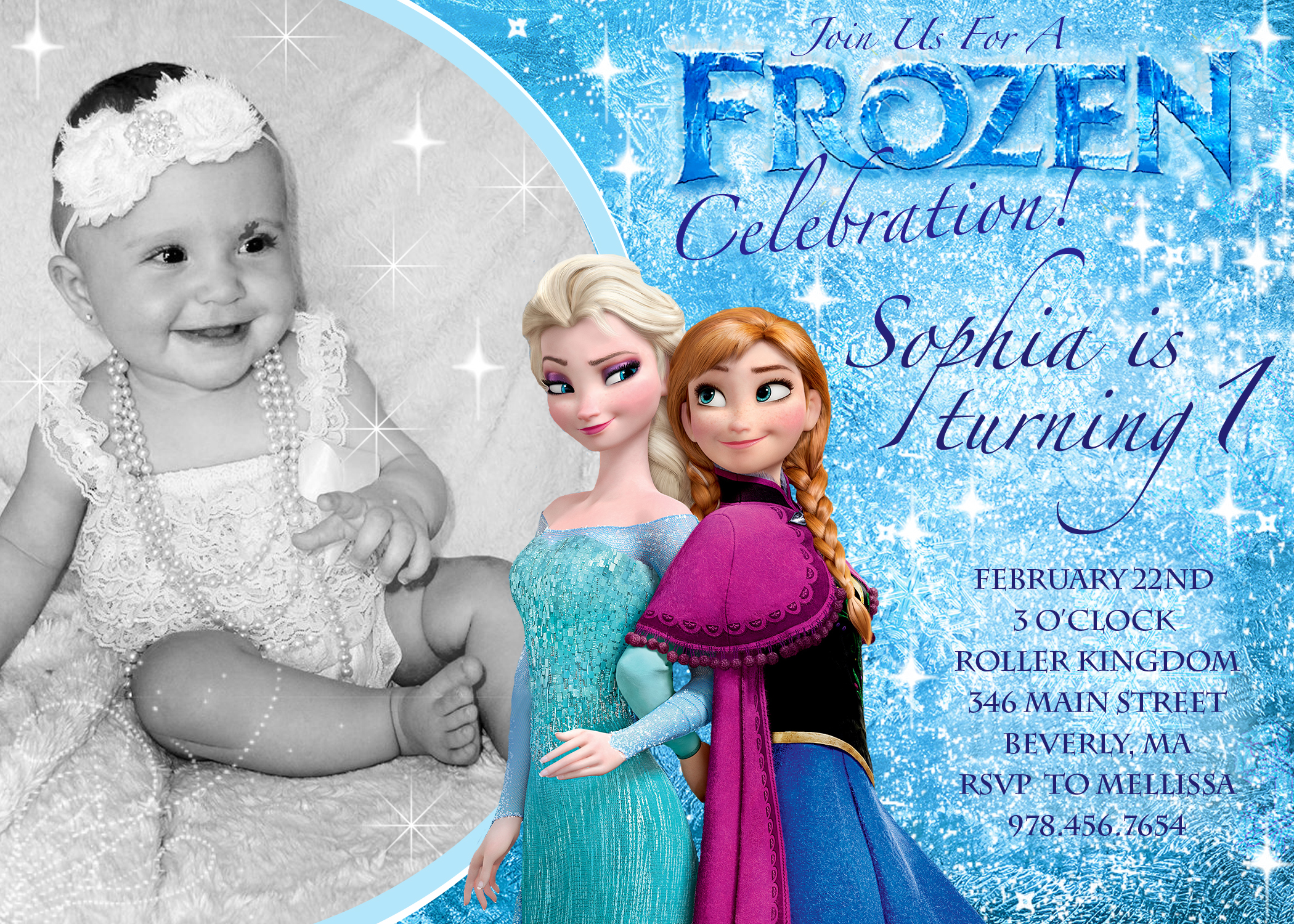 Disney’s Frozen Winter Birthday Invitation – Printable -Twin or Sibling invitation